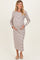 Cream Striped Stitch Detail Long Sleeve Maternity Midi Dress