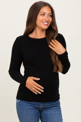 Black Ribbed Knit Maternity Long Sleeve Top