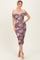 Mauve Floral Animal Print Off Shoulder Midi Dress