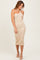 Beige Metallic Ribbed Knit One Strap Midi Dress