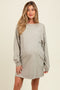 Beige Oversized Long Sleeve Maternity T-Shirt Dress