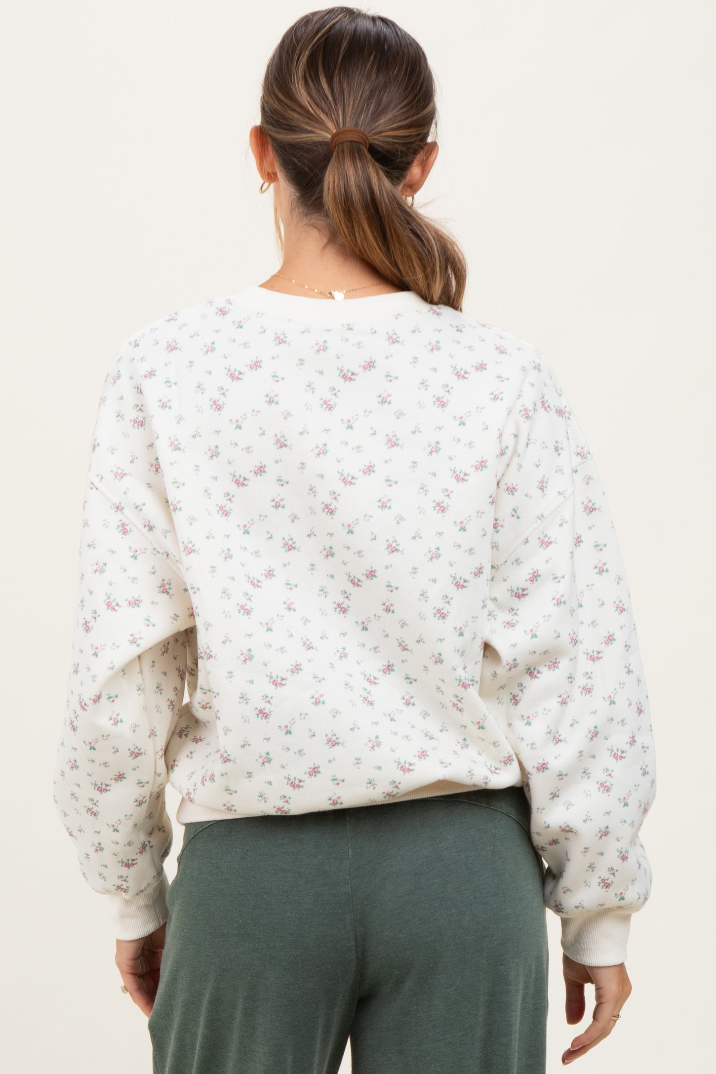 Ivory Floral Oversized Maternity Sweatshirt
