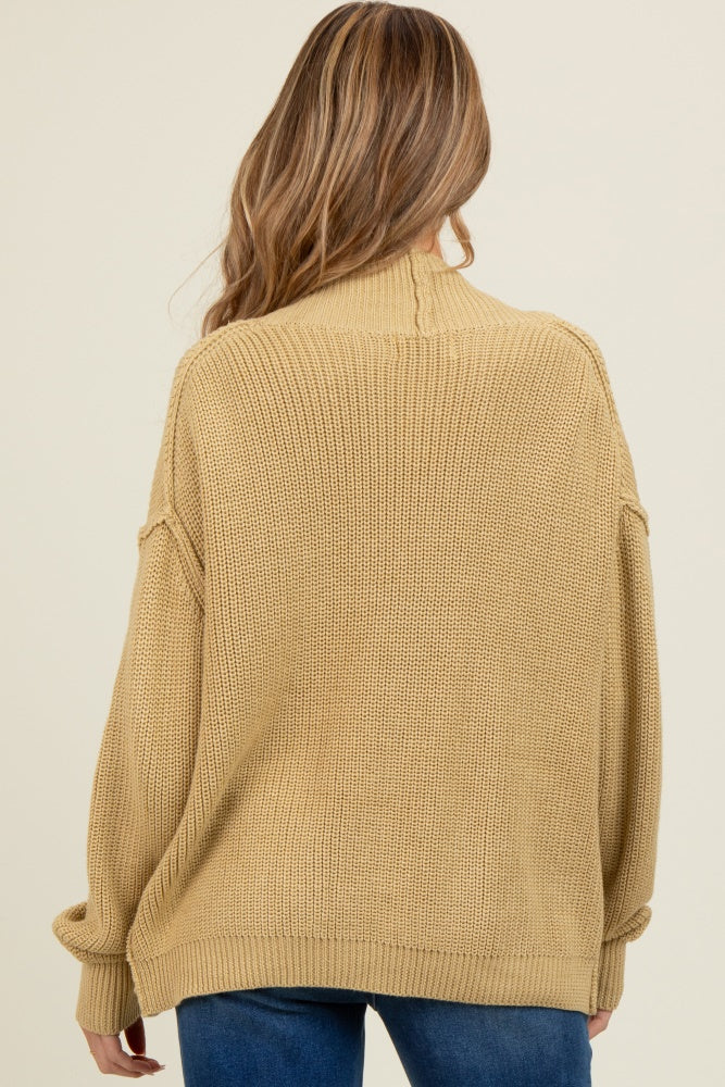 Yellow Chunky Knit Open Maternity Cardigan