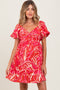 Red Printed Twisted Front Maternity Mini Dress