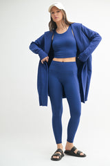 Royal Blue Hooded Long Cardigan