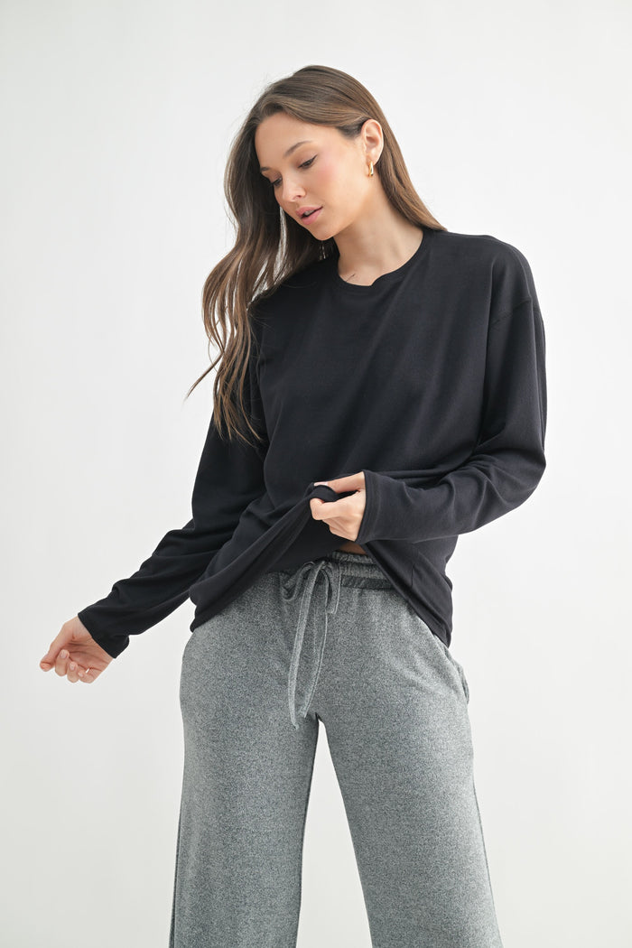 Black Relaxed Fit Maternity Long Sleeve Top
