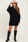 Black Chunky Knit Collared Sweater Dress