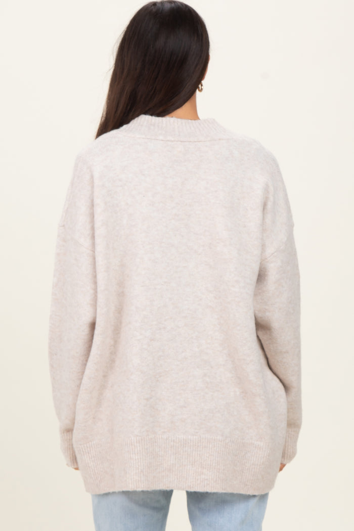 Cream Oversized Toggle Button Cardigan