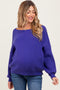 Royal Blue Balloon Sleeve Boat Neck Knit Maternity Sweater