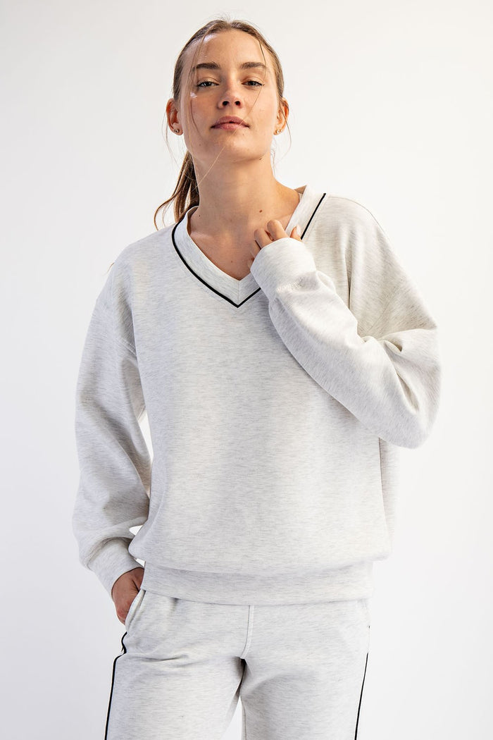 Heather Grey V-Neck Sweatshirt