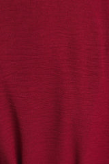 Burgundy V Neck Long Sleeve Button Down Midi Dress