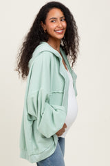 Sage Solid Terry Long Dolman Sleeve Vintage Maternity Hoodie