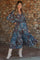 Teal Paisley Print Smocked Waist Tiered Maternity Midi Dress