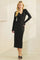 Black Ribbed Knit Button Down Long Sleeve Midi Dress