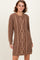 Brown Two Tone Cable Knit Mini Sweater Dress
