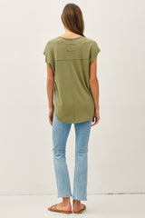 Green V-Neck Top