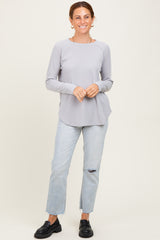 Light Grey Baby Waffle Knit Long Sleeve Top
