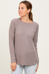 Taupe Baby Waffle Knit Long Sleeve Top