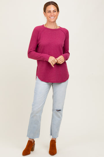 Burgundy Baby Waffle Knit Long Sleeve Top