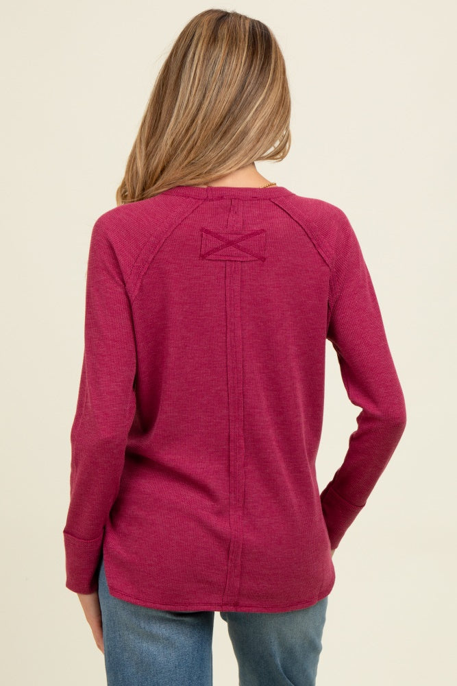 Burgundy Baby Waffle Knit Long Sleeve Maternity Top
