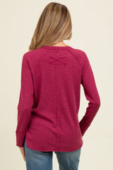 Burgundy Baby Waffle Knit Long Sleeve Maternity Top
