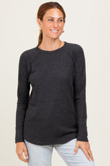 Charcoal Baby Waffle Knit Long Sleeve Top