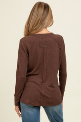 Brown Baby Waffle Knit Long Sleeve Maternity Top