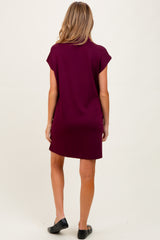 Plum Mock Neck Maternity Mini Dress
