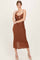 Brown Lace Cutout Tie Front Maxi Dress
