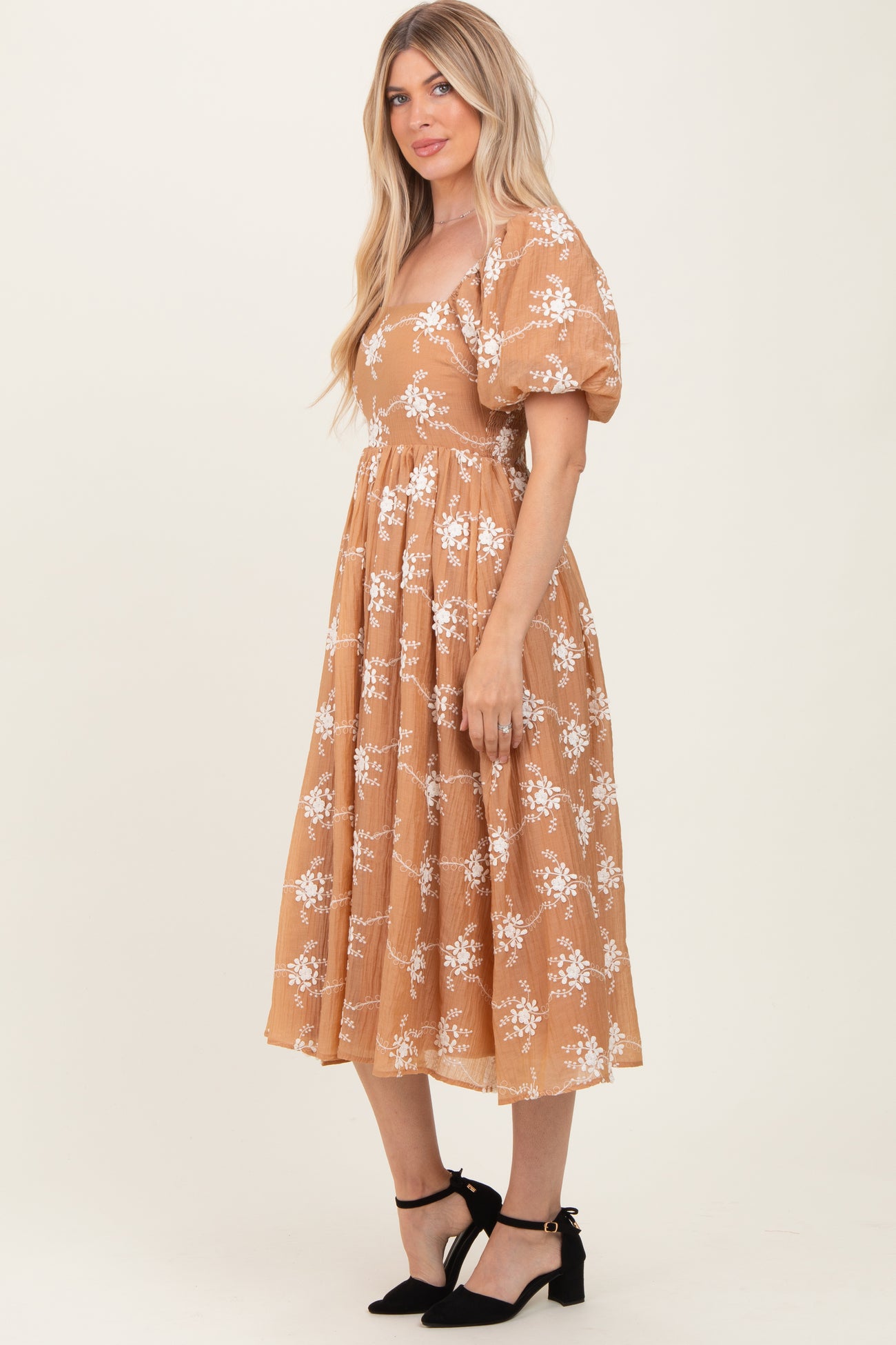 Mocha Textured Midi Dress