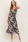 Black Rose Print Mesh Sleeveless Maternity Midi Dress