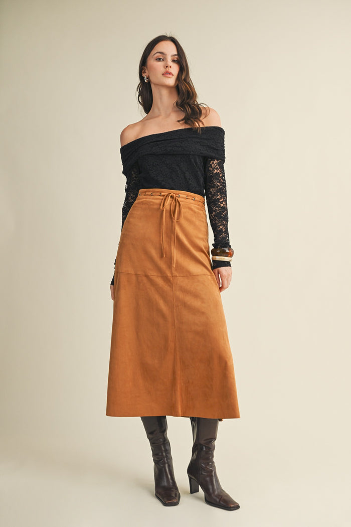 Black Lace Off Shoulder Long Sleeve Top