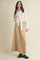 Beige Ribbed Maxi Skirt