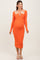 Orange Cutout Cross-Strap Knit Maternity Midi Dress