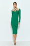 Green Cutout Cross-Strap Knit Midi Dress
