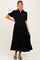 Black Collared Button Down Tiered Maternity Midi Dress