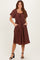 Brown Ruched Sweetheart Neck Dress