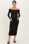 Black Off Shoulder Long Sleeve Maternity Maxi Dress