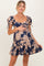 Navy Floral Sweetheart Neckline Maternity Mini Dress