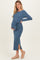 Navy Side Tie Long Sleeve Maternity Midi Dress