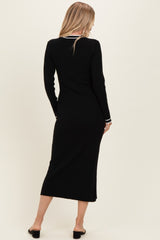 Black Tie Neck Sweater Midi Dress