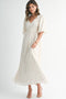 Cream Floral Textured Chiffon Overlay Maxi Dress