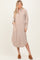 Camel Textured Stripe Button Down Shirt Dress