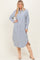Navy Textured Stripe Button Down Shirt Dress