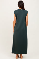 Forest Green Sleeveless Side Slit Midi Dress