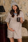 Cream Stripe Knit Short Sleeve Maternity T-Shirt Dress