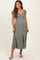 Olive Button Accent Front Slit Maternity Midi Dress