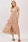 Camel Button Accent Front Slit Midi Dress