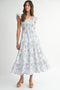 Blue Floral Smocked Tiered Maxi Dress