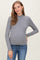 Gray Lettuce Edge Mock Neck Long Sleeve Rib Maternity Top